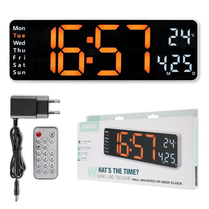Wall Clock with Thermometer Hama 00222224 White Black Plastic
