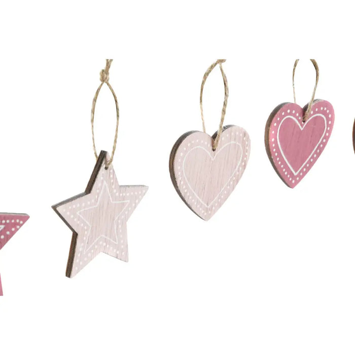 Hanging decoration DKD Home Decor Pink Light Pink Wood 6,5 x 1 x 6,5 cm (9 Pieces) (3 Units) - Декорация и