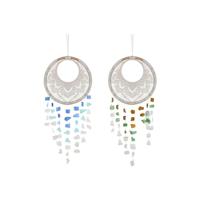 Hanging decoration Home ESPRIT Blue White Brown Boho Macrame (2 Units) (12 Units) - Декорация и Осветление<<<Дом