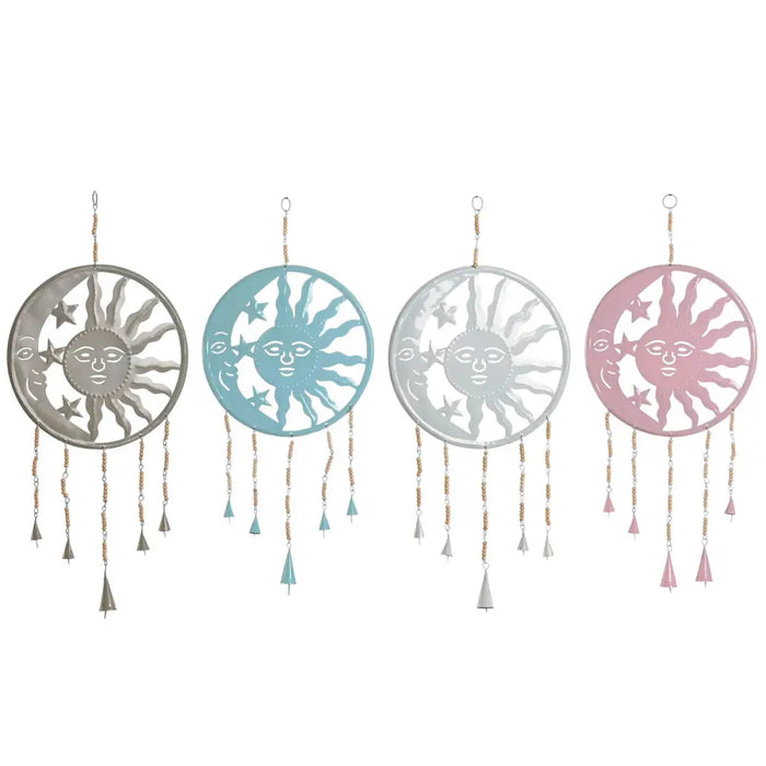 Hanging decoration Home ESPRIT Blue White Grey Pink Iron Moon Sun 33 x 1 x 77 cm (4 Units) - Декорация и