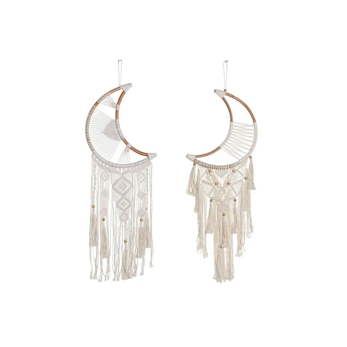 Hanging decoration Home ESPRIT Cream Natural Boho Macrame (2 Units) - Декорация и Осветление<<<Дом