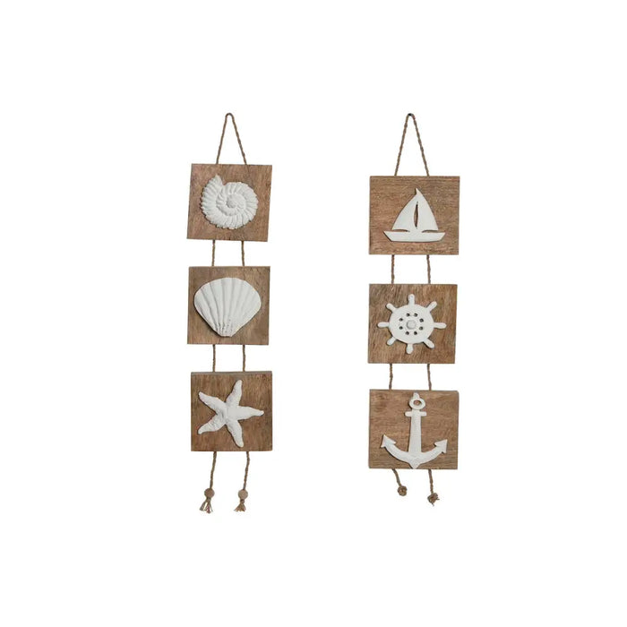 Hanging decoration Home ESPRIT White Natural Mediterranean 15,5 x 4 x 80 cm (2 Units) - Декорация и Осветление<<<Дом