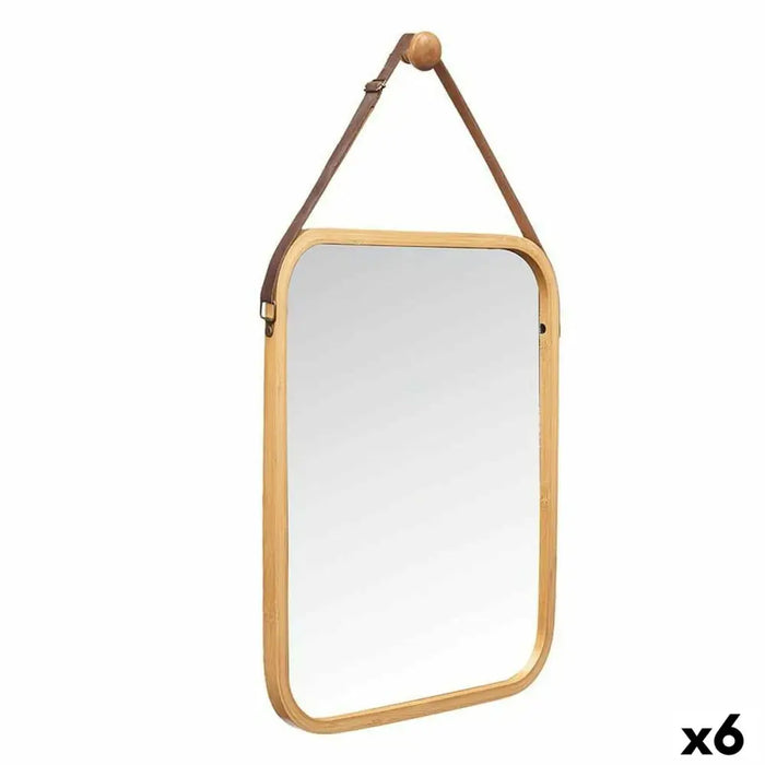 Hanging mirror Gift Decor Natural Rectangular 34 x 41,5 x 1,5 cm (6 Units) - Декорация и Осветление<<<Дом