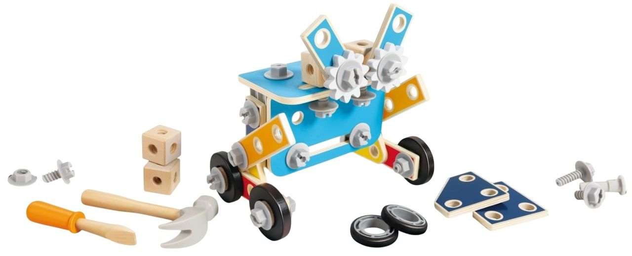 CHILDREN'S TOOL BOX WITH 83 PIECES HAPE