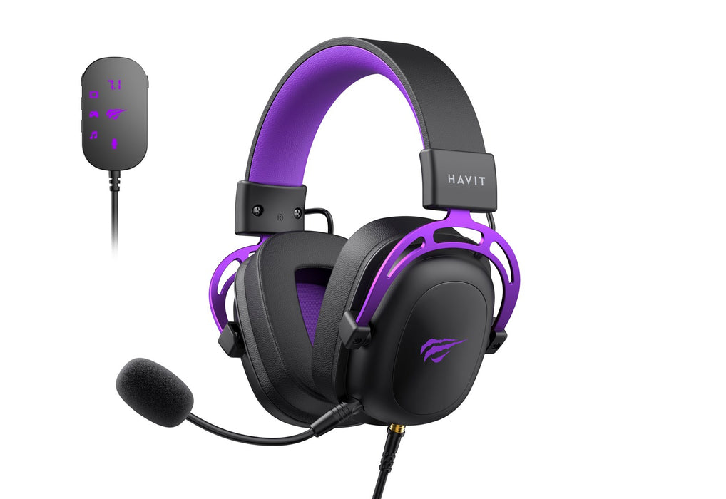 Havit H2002C+U - gaming headphones (black and purple)