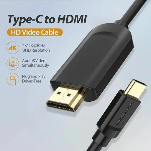 HDMI Cable Vention CGUBH 2 m Black Golden - Компютър Кабели и адаптери<<<Компютри|