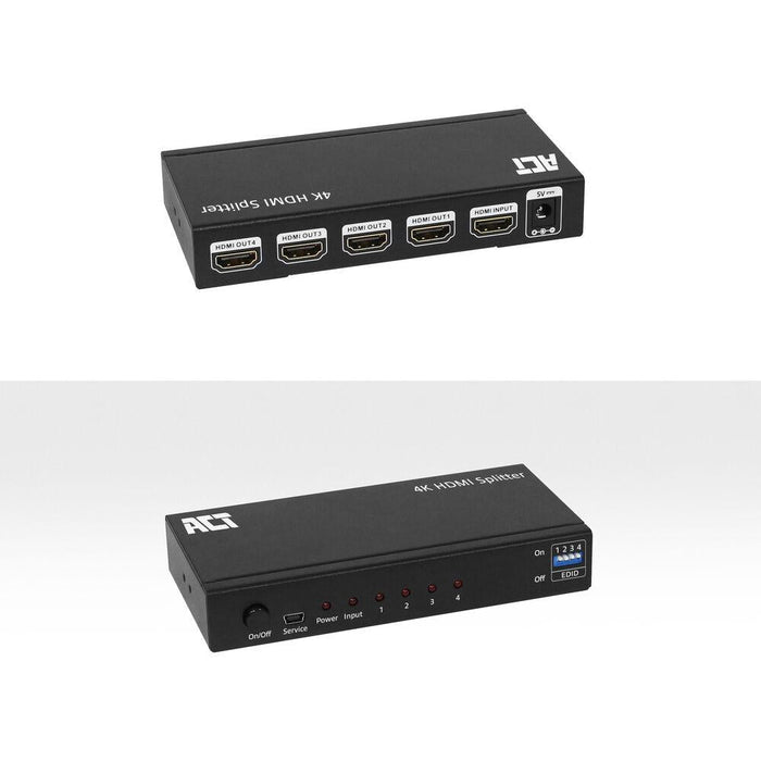 HDMI Splitter ACT AC7831 1 input 4 outputs. 4K Black - Адаптери конвертори<<<Кабели<<<ValiAPI