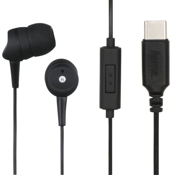 Headphones HAMA-184105 In-Ear Basic4Phone USB-C black - Аудио слушалки<<<Телевизори Аудио и видео<<<TechMart&&&Аудио