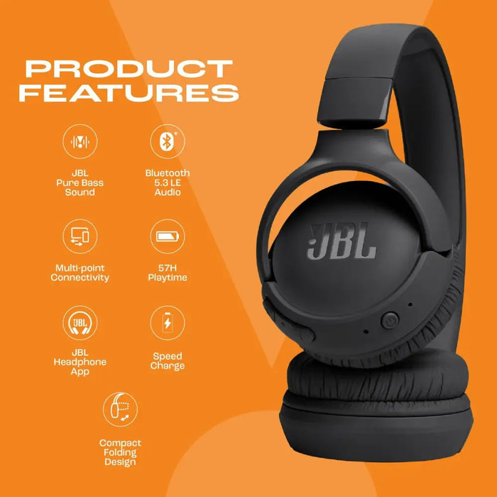 Headphones JBL TUNE 520BT BK Black - Електроника Периферни и резервни части<<<Компютри|