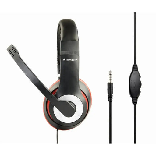 Headphones with Microphone GEMBIRD MHS-03-BKRD Black Red - Микрофони и слушалки<<<Електроника Периферни и резервни