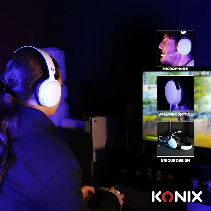 Headphones with Microphone KONIX White - Микрофони и слушалки<<<Електроника Периферни и резервни части<<<Компютри|
