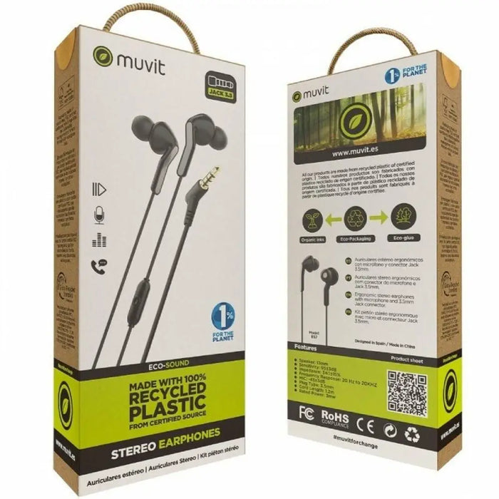 Headphones with Microphone Muvit MCHPH0004 Black - Електроника Периферни и резервни части<<<Компютри|