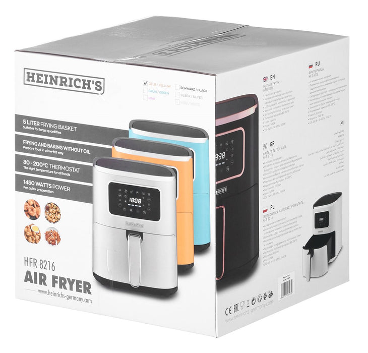 Heinrich‘’s HFR 8216 Hot air fryer 5.0 l 1450 W Yellow