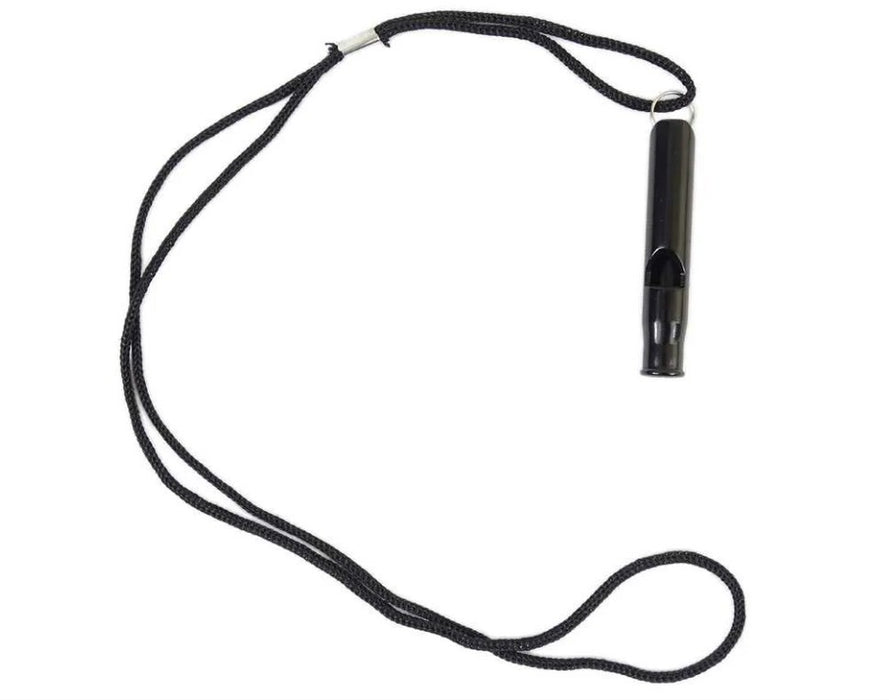 Survival whistle, aluminium , black