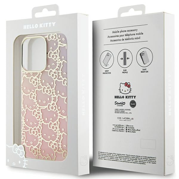 Hello Kitty IML Gradient Electrop Crowded Kitty Head case for iPhone 13 Pro / 13 - pink