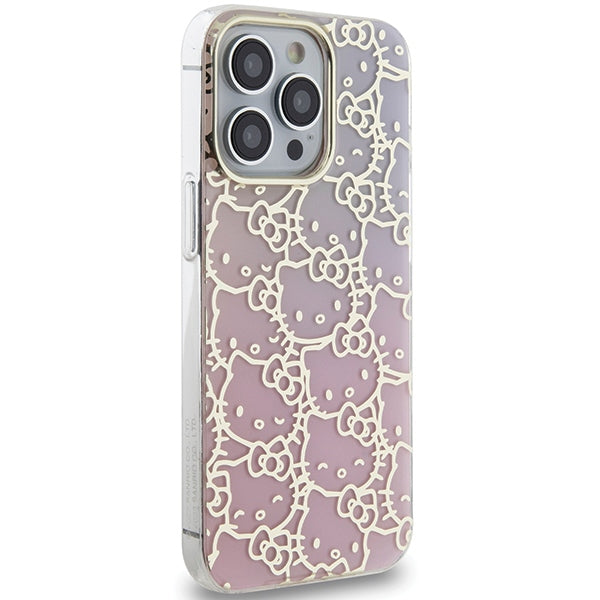 Hello Kitty IML Gradient Electrop Crowded Kitty Head case for iPhone 13 Pro / 13 - pink