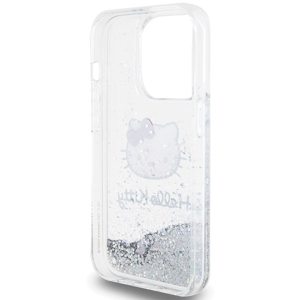 Hello Kitty Liquid Glitter Charms Kitty Head case for iPhone 13 Pro / 13 - silver