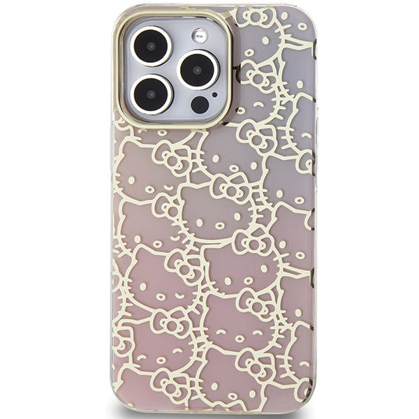 Hello Kitty IML Gradient Electrop Crowded Kitty Head Case for iPhone 15 Pro - Pink