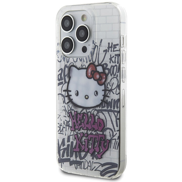 Hello Kitty IML Kitty On Bricks Graffiti case for iPhone 15 Pro - white