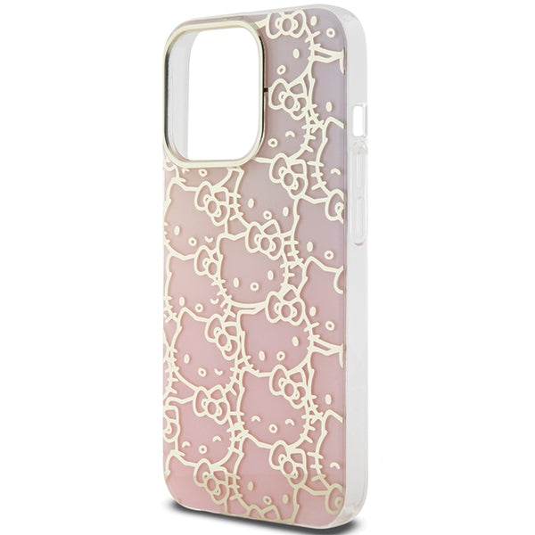 Hello Kitty IML Gradient Electrop Crowded Kitty Head Case for iPhone 15 Pro Max - Pink