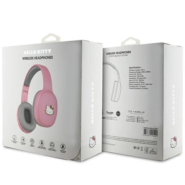 Hello Kitty Metal Logo Bluetooth on-ear headphones - pink
