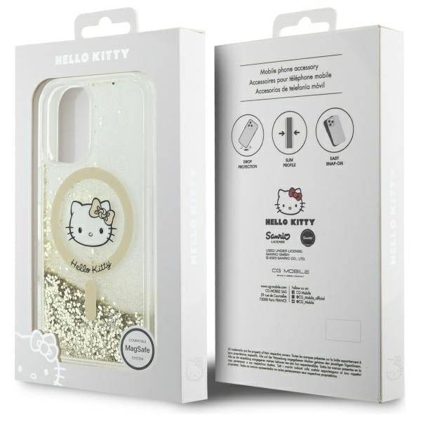 Hello Kitty Liquid Glitter Fever MagSafe iPhone 16 Case - Gold