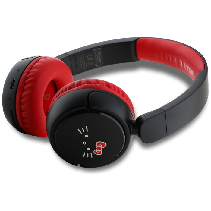 Hello Kitty Face Logo Bluetooth On-Ear Headphones - Red