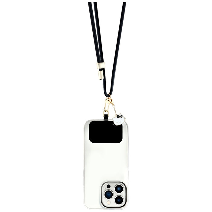 Hello Kitty Patch &amp; Kitty Head Charm Universal Phone Lanyard - Black