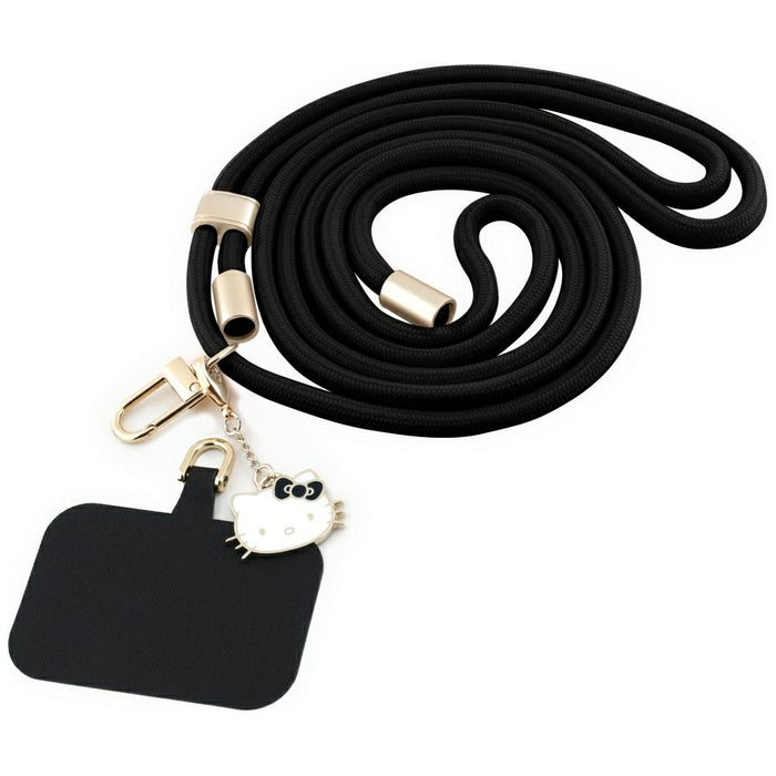 Hello Kitty Patch &amp; Kitty Head Charm Universal Phone Lanyard - Black