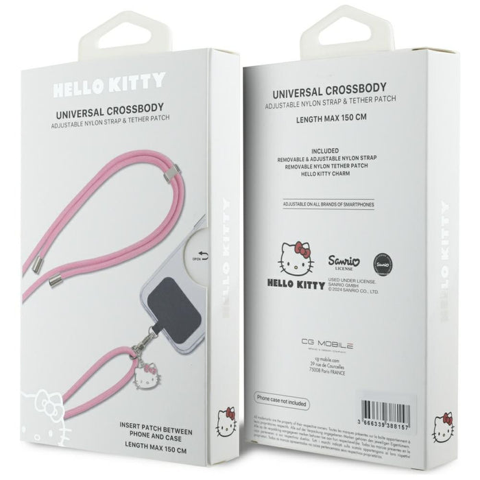 Hello Kitty Patch & Kitty Head Charm Universal Phone Lanyard - Pink