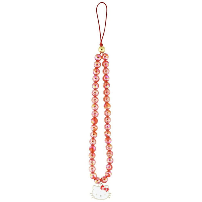 Hello Kitty Pearls Kitty Head Phone Charm - Red