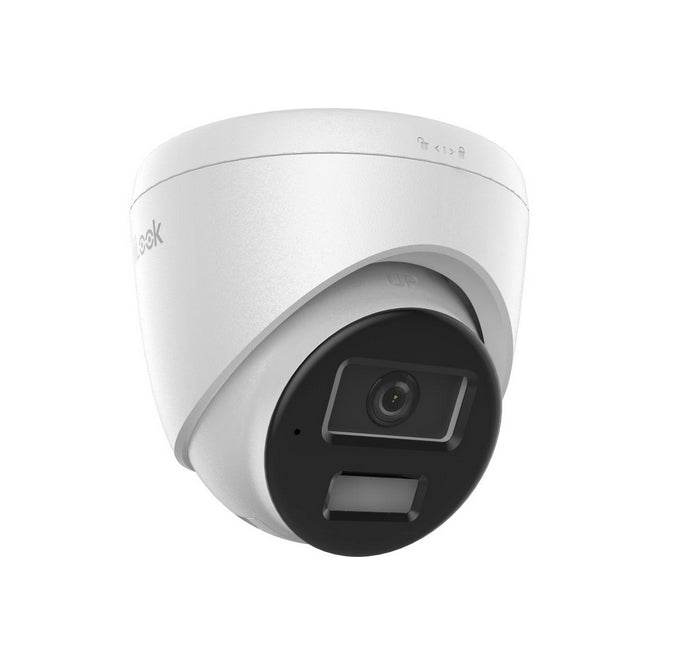 Hi-Look 2 MP Smart Hybrid Light MD 2.0 Fixed Turret Network Camera, 2.8mm, F1.6, IR,White Light up to 30m, H.265+, IP67, Digital WDR, 3D DNR, Built-in Microphone, 12Vdc/PoE 6.5W