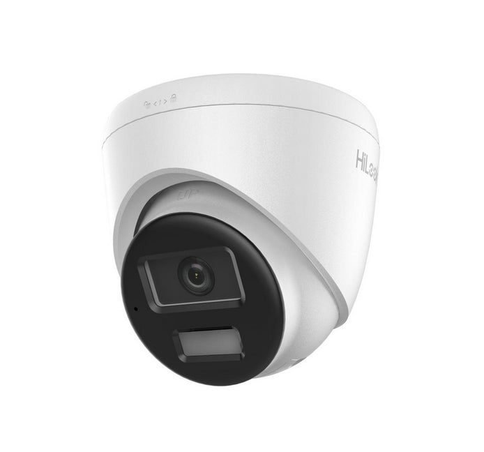 Hi-Look 2 MP Smart Hybrid Light MD 2.0 Fixed Turret Network Camera, 2.8mm, F1.6, IR,White Light up to 30m, H.265+, IP67, Digital WDR, 3D DNR, Built-in Microphone, 12Vdc/PoE 6.5W