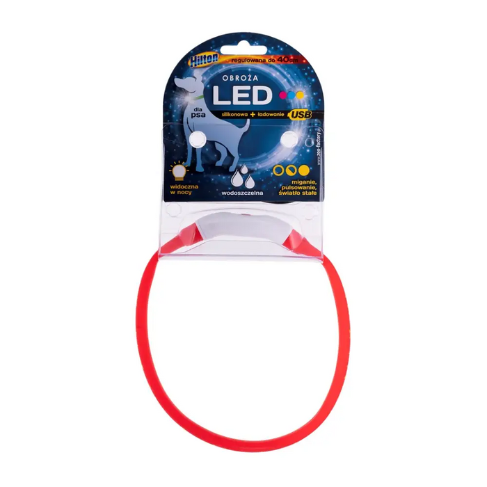 HILTON LED silicone 1.4x0.8x40 cm with USB - dog collar - A walkDLP-SOS<<<For the dogDLP<<<ActionPL