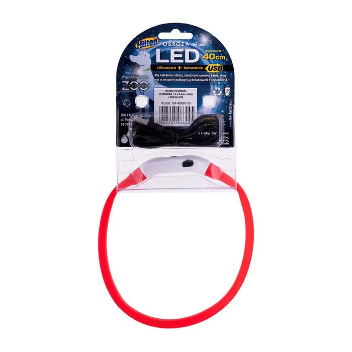 HILTON LED silicone 1.4x0.8x40 cm with USB - dog collar - A walkDLP-SOS<<<For the dogDLP<<<ActionPL