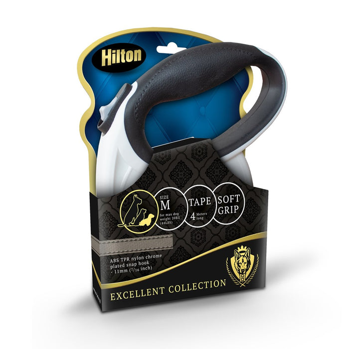 HILTON Smart dog M (20kg) - retractable leash - white-black - 4 m