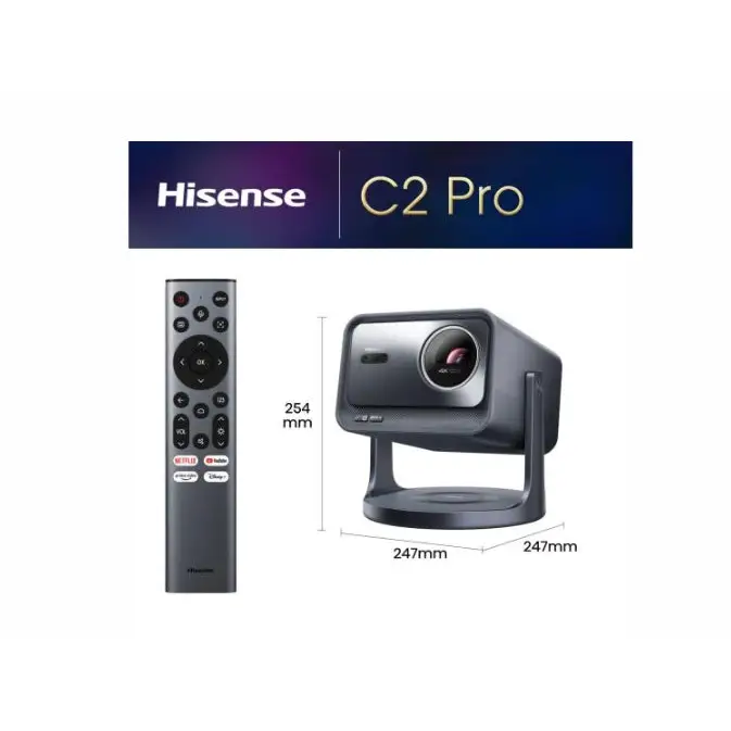 Hisense C2 Pro Smart mini Laser Projector 4K Ultra HD 3840x2160 2000:1 2600 lum 60 Hz Optical Zoom& Digital Zoom,Dolby