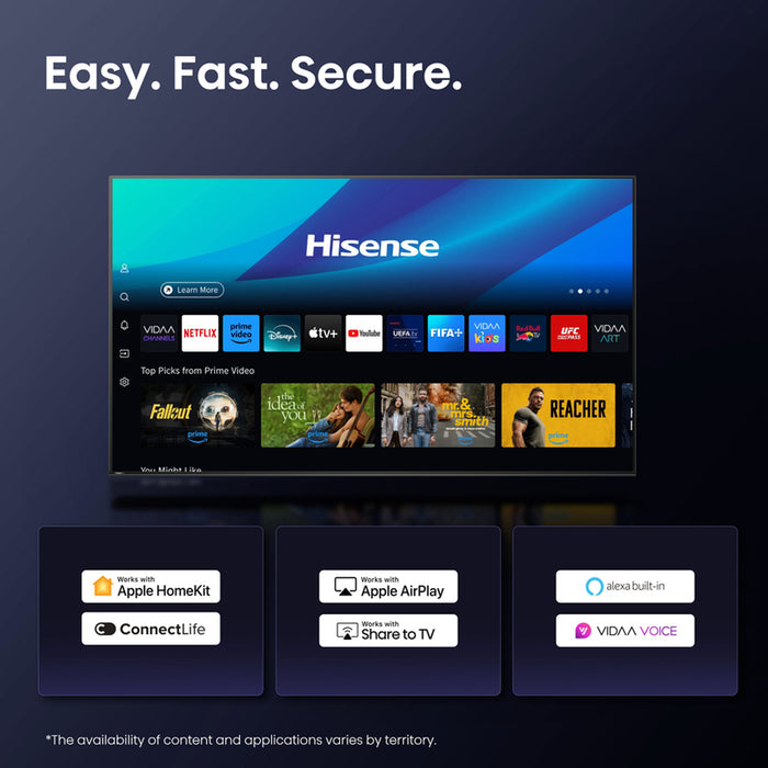 Hisense 85"U7Q, 4K Ultra HD 3840x2160, ULED, FALD, Quantum Dot, 144Hz, IPS, HDR 10+, HLG, Dolby Vision IQ, Dolby Atmos, Smart TV, WiFi 5GHz, WiFi Direct, BT, Anyview Cast,light sensor, 4xHDMI, 2xUSB, LAN, CI+, DVB-T2/C/S2, Black