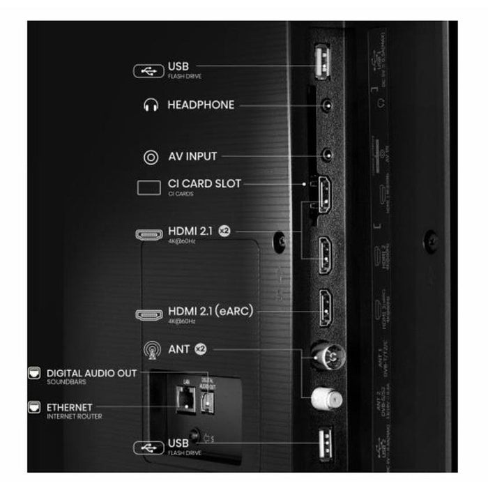 Hisense 55" E7Q, 4K Ultra HD 3840x2160, QLED, Quantum Dot, HDR 10+, HLG, Dolby Vision, DTS Virtual X, Smart TV, WiFi, Light Sensor, BT, Anyview Cast, 3xHDMI, 2xUSB, LAN, CI+, DVB-T2/C/S2, Black