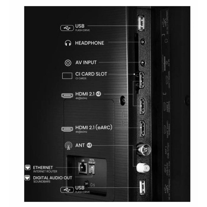 Hisense 65" A6Q, 4K Ultra HD 3840x2160, DLED, DFA, Precision Colour, HDR 10+, HLG, Dolby Vision, DTS Virtual X, Smart TV, WiFi, BT, Light Sensor, Gaming Mode, 1xHDMI2 eArc, 3xHDMI, 2xUSB, LAN, CI+, DVB-T2/C/S2, Black