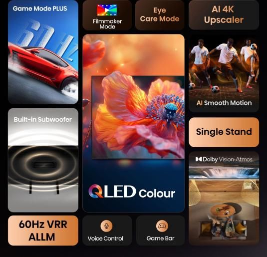 Hisense 43" A7Q, 4K Ultra HD 3840x2160, QLED, FALD, Quantum Dot, HDR 10+, HLG, Dolby Vision, Dolby Atmos, Smart TV, WiFi 5GHz, WiFi Direct, BT, Anyview Cast, 3xHDMI, 2xUSB, LAN, CI+, DVB-T2/C/S2, Black
