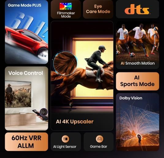 Hisense 75" A6Q, 4K Ultra HD 3840x2160, DLED, DFA, Precision Colour, HDR 10+, HLG, Dolby Vision,Light sensor, Smart TV, WiFi, BT, AnyView Cast, Gaming Mode, 1xHDMI2 eArc, 3xHDMI, 2xUSB, LAN, CI+, DVB-T2/C/S2, Black
