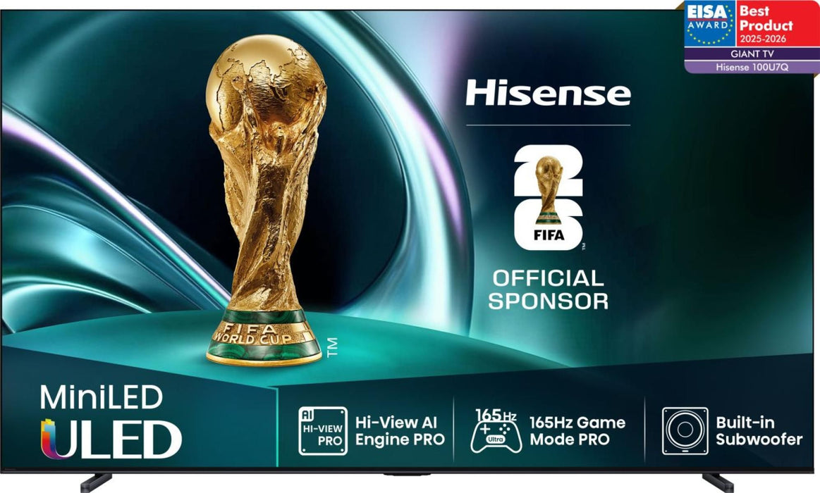 Hisense, 100''  U7Q,ULED Smart, FALD, 165Hz, 5000:1,Quantum Dot, Dolby vision IQ,Vidaa, ADS, Black