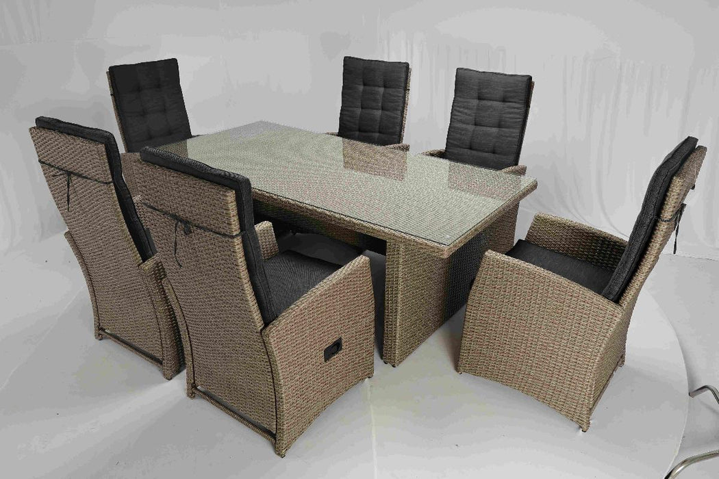KENTUCKY RATTAN SET 6 CHAIRS AND TABLE
