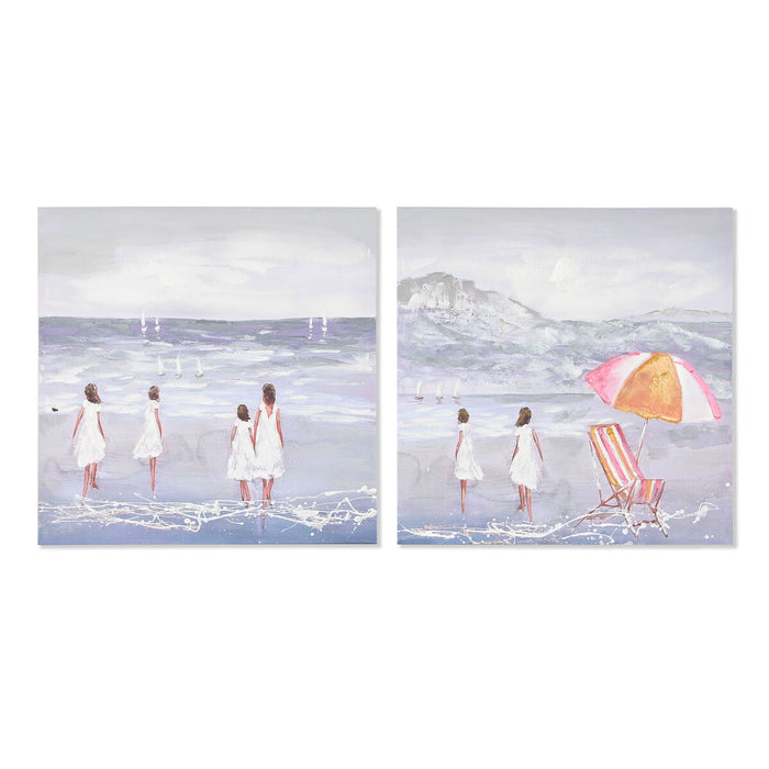 Canvas Home ESPRIT Canvas MDF Wood 80 x 3 x 80 cm
