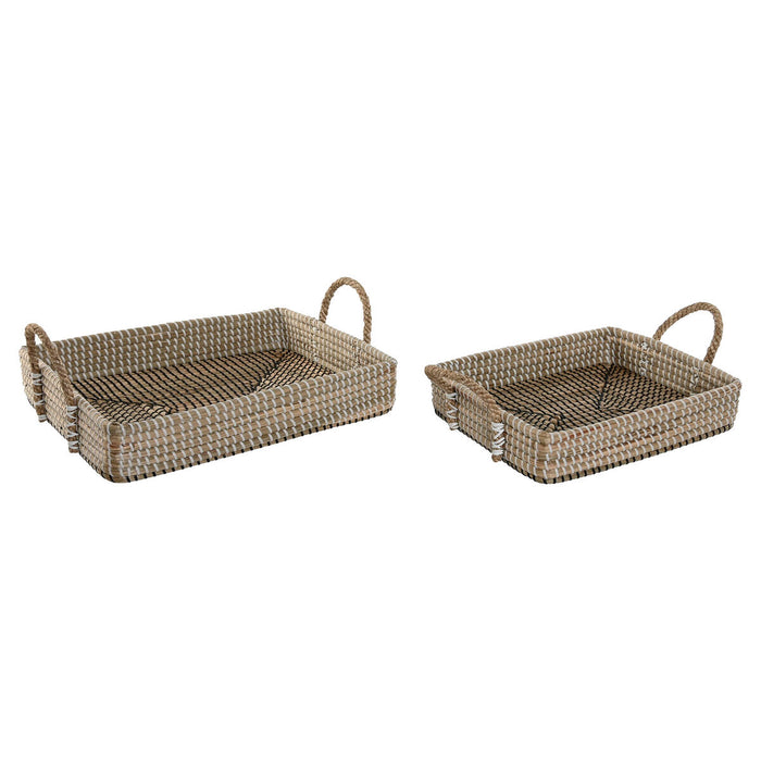 Basket set Home ESPRIT Natural Fibre Natural Urban 41 x 32 x 16 cm