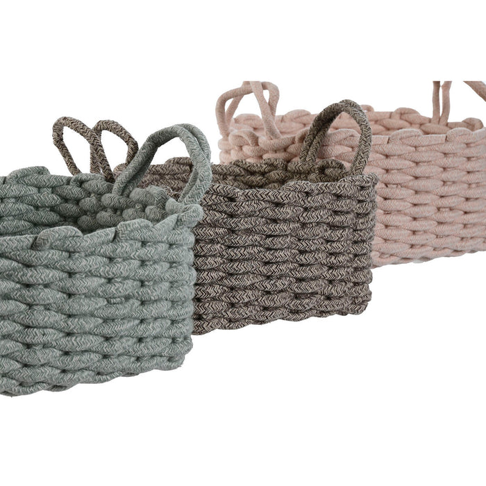 Basket set Home ESPRIT Rope 28 x 28 x 18 cm