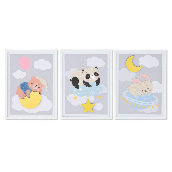 Painting Home ESPRIT Yellow Grey Children's 30 x 1,8 x 40 cm (4 Units)