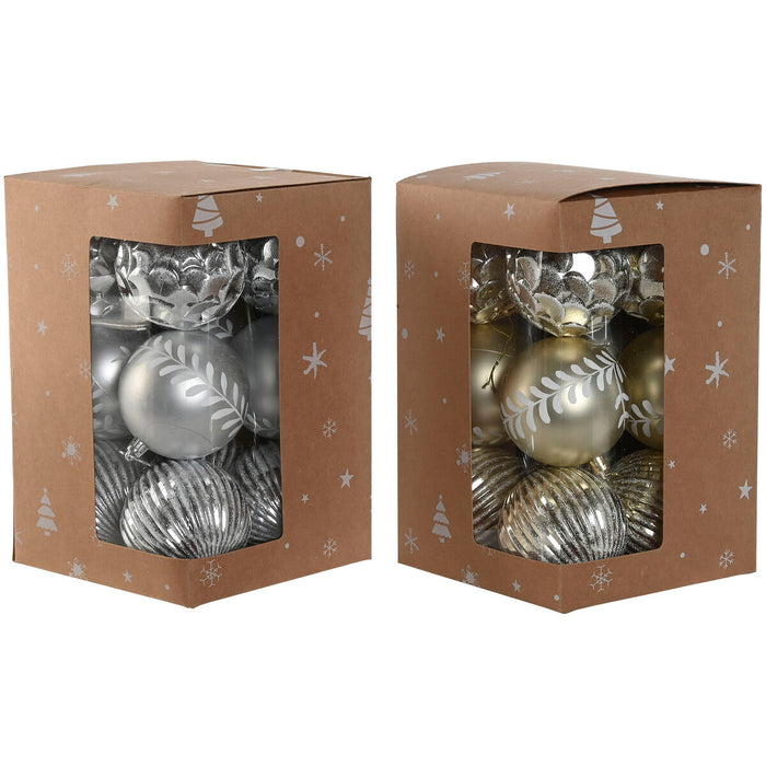 Christmas Baubles Home ESPRIT Golden Silver PVC 16 x 16 x 24 cm (2 Units)