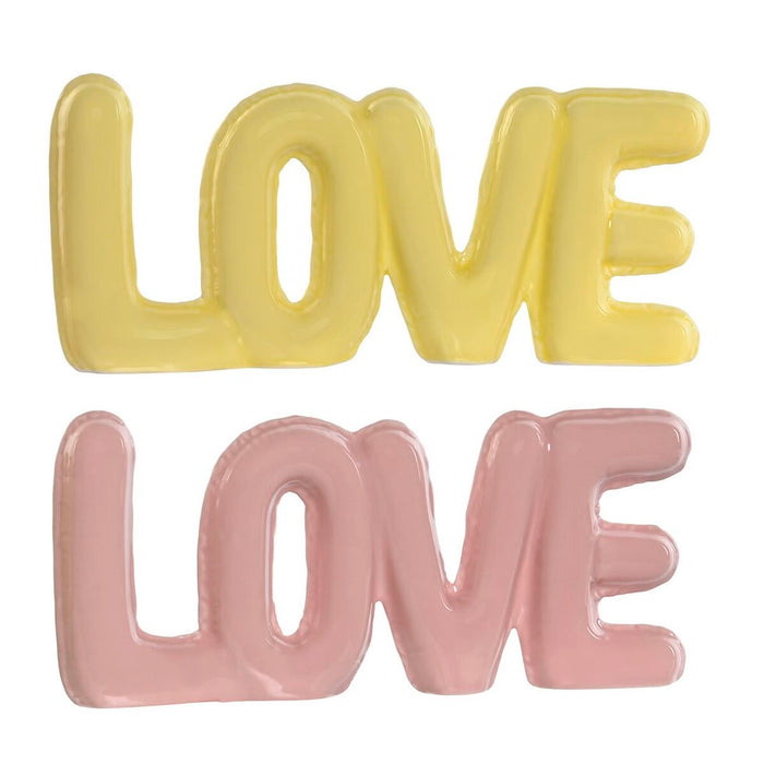 Decorative Figure Home ESPRIT LOVE Yellow Pink Children's 24 X 2,5 X 10 cm (2 Units)
